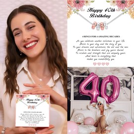 DORANA 40th Birthday Gifts for Women,925 Sterling Silver Circle Necklace Happy 40th Birthday 4 Decade Necklaces Jewellery Gifts with Cards for Daughter Mom Grandma Sister Friend