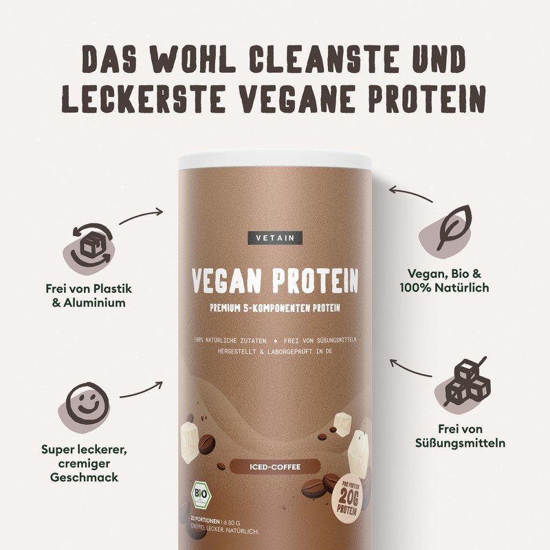 Vegan Protein Powder, Iced Coffee, 20 g Protein per Serving,