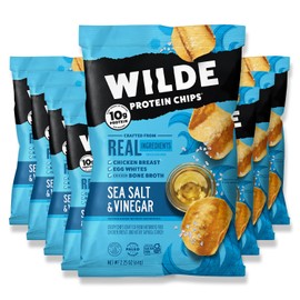 Sea Salt and Vinegar Protein Chips by Wilde Chips, Thin and Crispy, High Protein, Keto Friendly, Made with Real Ingredients, 2.25oz Bag (8 Pack)…