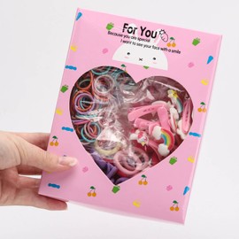 170 Pcs Little Girls Hair Accessories Set, Multicolored Headdress Small Hair Clips Hair Elastic Rubber Bands Hair Ties Bow Duck Billed Clips for Little Girls