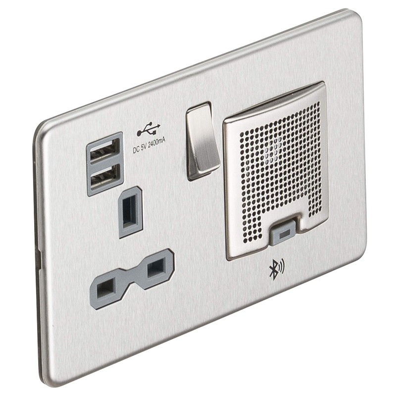 Knightsbridge SFR9905BCG Screwless Socket with 2.4 A USB Chargers and
