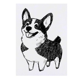 'Cute Sketchy Corgi' Temporary Tattoo - Water Resistant, Skin-Safe, Non-Toxic Transfer (TO00080887)