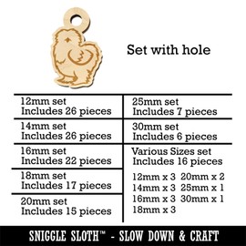 Fluffy Silkie Chicken Mini Wood Shape Charms Jewelry DIY Craft - 14mm (26pcs) - with Hole