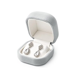 Papten Velvet Jewelry Gift Box for Earrings Stud Small Grey Velvet Jewelry Earrings Gift Box