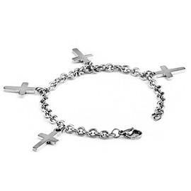 West Coast Jewelry ELYA Stainless Steel Cross Charm Bracelet
