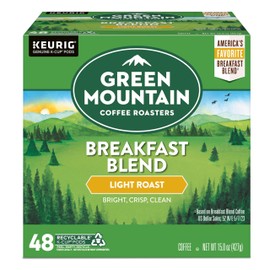 Green Mountain Coffee Breakfast Blend Single-Serve Keurig K-Cup Pods Light Roast Coffee 48 Count