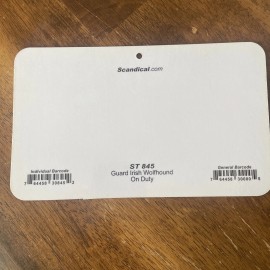 SCANDICAL BEWARE GUARD IRISH WOLFHOUND ON DUTY 5" X 8" HANGABLE PLASTIC SIGN NEW