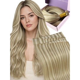Fshine Real Hair Weft Ash Blonde with Golden Blonde 35 cm 50 g Sew in Bundles