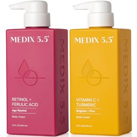 Medix 5.5- Crema corporal con retinol + loción con vitamina C, antiarrugas, flacidez y piel arrugada, crema con vitamina C