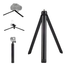 Mini Metal Tripod+ 1/4" Screw Ball Head Mount+Adapter for GoPro, Portable Foldable Compact Tabletop Tripod Camera Accessories Stabilizers for Outdoor Shooting Compatible with Osmo Mobile, Smooth Q2