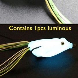 HSEAREA 6pcs Hollow Body Frog Lure Weedless Topwater Kit, Artificial Soft Bait 5.5CM Soft Tube Bait, for Bass Pike Snakehead Dogfish Musky, Top Water Fishing Lures(Contains 1pcs Luminous Frog Lure)
