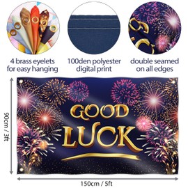 Good Luck Banner - We Will Miss You Banner 5ft x 3ft - We Will Miss You Decorations - Farewell Banner - Going Away Party Decorations - Double Stitched (Blue)