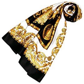 Lorenzo Cana Women’s Silk Scarf, 100% Silk, Baroque with Paisley Pattern - black Paisley, size: 100 x 100 cm
