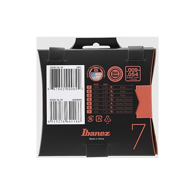 Ibanez IEGS7 7-String Electric Guitar Strings - Super Light Gauge