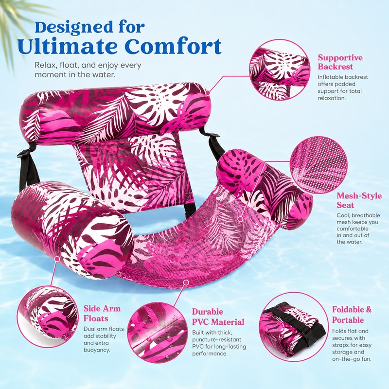 Inflatable Pool Chair for Adult Lounging – Portable Premium PVC