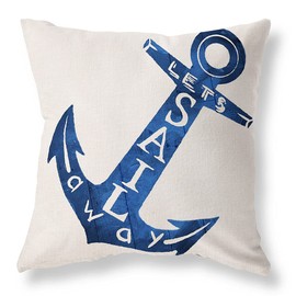 Navy Blue Nautical Throw Pillow Covers 18x18 Set of 4 White Coastal Ocean Anchors Pillow Covers Couch Decorative Outdoor Square Linen Pillow Cushion Cases for Living Room Sofa Bed Home Decor