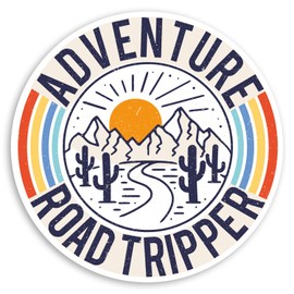 2 x 10cm Adventure Road Trip Vinyl Stickers - Travel Luggage Sticker #30512 (10cm Wide)