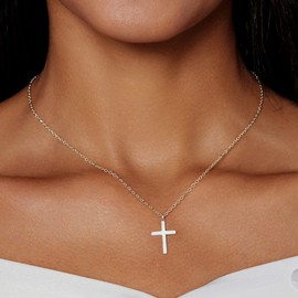 HAXIYA Cross Necklace for Women Dainty Sterling Silver Plated Cross Chain Necklaces Simple Cute Cross Pendant Necklaces for Women Trendy Jewelry Gifts