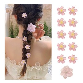 Cherry Blossom Hair Clips, Set of 11, Hair Clips, Small, Cherry Blossom Hair Clip, Large, Camellia Hair Pin, Cute, Hair Clip, Forest Girl, Princess, Sparkling, Hair Ornament, Stylish, Hair Accessory