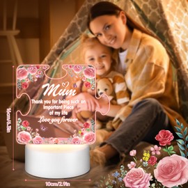 OWill Gifts for Mum, Mothers Day Gifts for Mum, Block Puzzle Acrylic Night Light Birthday Gifts for Mum, Mum Gifts from Daughter, Mum Birthday Gifts Presents for Mum Stepmum Pregnant Mum New Mum (Mum)