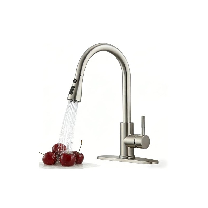 Kitchen Faucet with Pull Down Sprayer, Modern Single Handle Pull