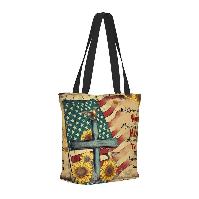 MORGOMON Christian Gifts Reusable Shopping Tote Bag Zippered Inspirational Tote