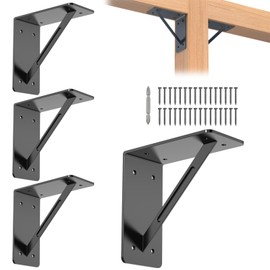 TAYORY 4 Pcs Steel Corner Brackets, 6"x 6"x 3" L Right Angle Brackets, L Bracket, for Shelf Bracket, Pergola,Gazebo