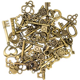 CENPEK 125Pcs Antique Bronze Vintage Skeleton Key Charms DIY Necklace Pendant for Wedding Party Favor and Birthday Party