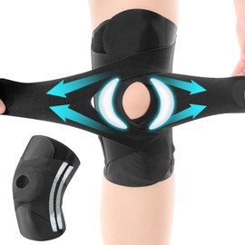 susurrus【2025素材の新進化 · 極薄膝サポーター】膝パッド 膝用 熱圧ひざ用サポーター 半月板 サポーター しっかり固定 膝の皿 ひざ専用 薄手 スポーツ用 V型ベルト 膝固定 ヒザ保護 スプリング内蔵 高通気性 伸縮性 左右兼用 高齢者 日常生活/ランニング/ジョギング 1枚入り (XL)