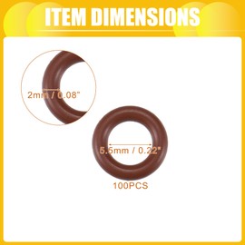 A ABSOPRO 100pcs 5.5mm ID x 2mm CS O Ring Gasket for Cars, Trucks, SUVs, Trailers, O-rings Seal Washer Replacement Automobile Tap Repair Brown
