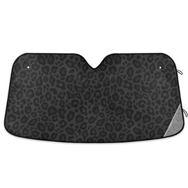 Car Windshield Sun Shade Black Leopard Print Car Sun Visor for UV Rays and Sun Heat Protection Gray Camouflage Blocks Heat and Sun Foldable Sun Shield 53x24 Inches, Automotive Interior Accessories