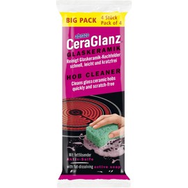 abrazo CeraGlanz - Set di 4 detergenti per pavimenti in vetroceramica, 2 x 2 pezzi, antibak, detergente per vetroceramica, pulizia per piano cottura, pulizia senza graffi