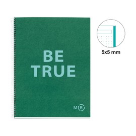 Miquelrius - Be Eco A4 Notebook, 80 Sheets 90gsm Dots, 1 Colour Strip, Hardback Cover, Emerald Green Messages