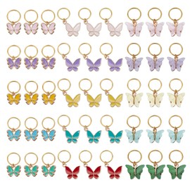 NBEADS Pack of 45 Butterfly Hair Braid Clips, Butterfly Dreadlock Accessories, Braid Beads Clips, Cuffs, Rings, Butterfly Stitch Marker, Pendant, Charms, Hair Accessories for Braids Decoration