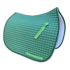 PRI Pacific Rim International Dressage Saddle Pad Box Quilted Cotton/Foam PRI Pacific Rim Fern Ivy Green w/Black Piping Dressage, Standard Horse Size