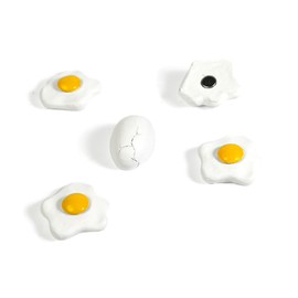 Kraftheld | 5er Set Deko-Magnete Egg | Spiegelei-Magnete bunt, dekorativ, farbenfroh | Kühlschrankmagnete in Form von Eiern | Magnet-Deko als Geschenk