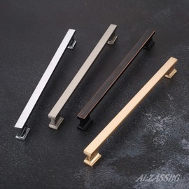 Alzassbg 5 Pack Polished Chrome Cabinet Pulls, 10 Inch(254mm) Hole Centers Silver Kitchen Cabinet Handles for Cabinets and Drawers AL3061CP