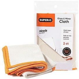 Superio Microfiber Glass, Mirror, Window Cleaning Cloth for Car Windshield, Lenses Tv Screen, Electronics, 14x16 Large Micro Fiber Lint & Streak Free Blue/Green 2 Pack, Just Water (2 Pack)