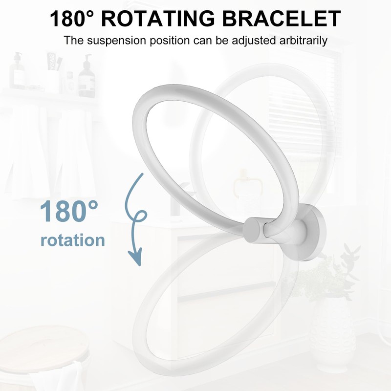SetSail Towel Holder for Bathroom Wall Screw-in White Towel Ring