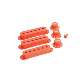 Guyker 3Pcs Plastic Guitars Single Coil Pickup Covers (52mm Pole Spacing) & 1 Volume 2 Tone 1V2T Switch Knobs & Switch Tip Cap Pickup Mounting Ring Set for Electric Guitar Bass (PS030-1)