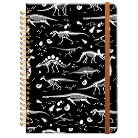 Ruled Spiral Writing Notebook,A5 Hardcover Lined College Journal for Boy Girl,Funny Strong TwinWire Binding with Premium Paper,8.4 X 6,Perfect for School,Office,Home Gifts(Skeletons of Dinosaurs