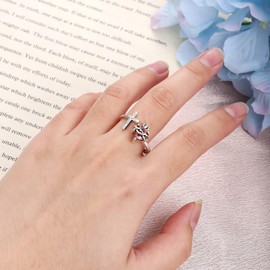 Sacred Heart of Jesus Ring 925 Sterling Silver Cross Rings God's Love Jewelry Amulet Gifts for Women, Silver, Cubic Zirconia