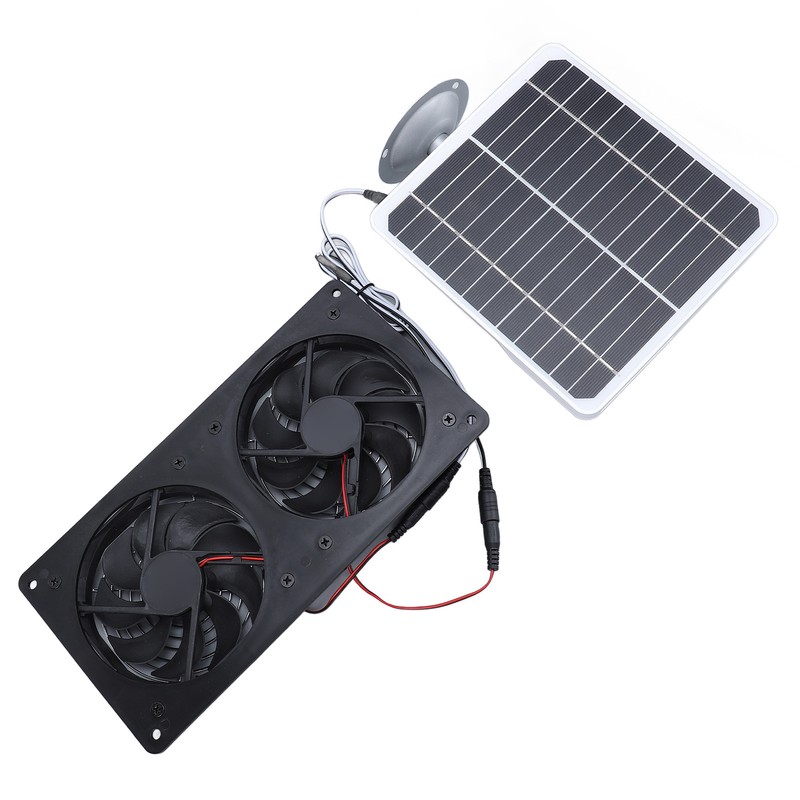 20W Solar Panel Solar Powered Dual Exhaust Fan Kit for