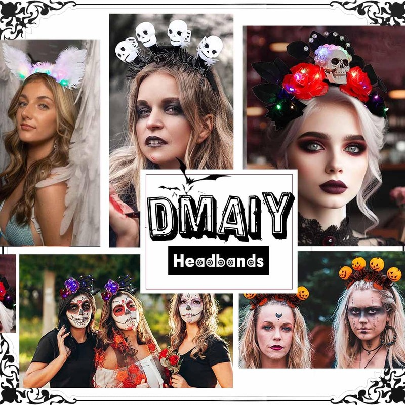 Day of the Dead Flower Headband Light Up Halloween Headbands