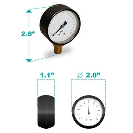 Raven PG260 R1522 2 inch Display Dry Gauges Steel Case, 1/4 inch Npt Center Back Connection, Circular Dial, Polycarbonate Crystal, Black Anodized Aluminum Pointer, and Durability, 60 PSI