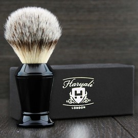 Soft Synthetic Hair Men's Shaving Brush in Black Handle. Perfect Hair That Last Longer Then Any Hair.