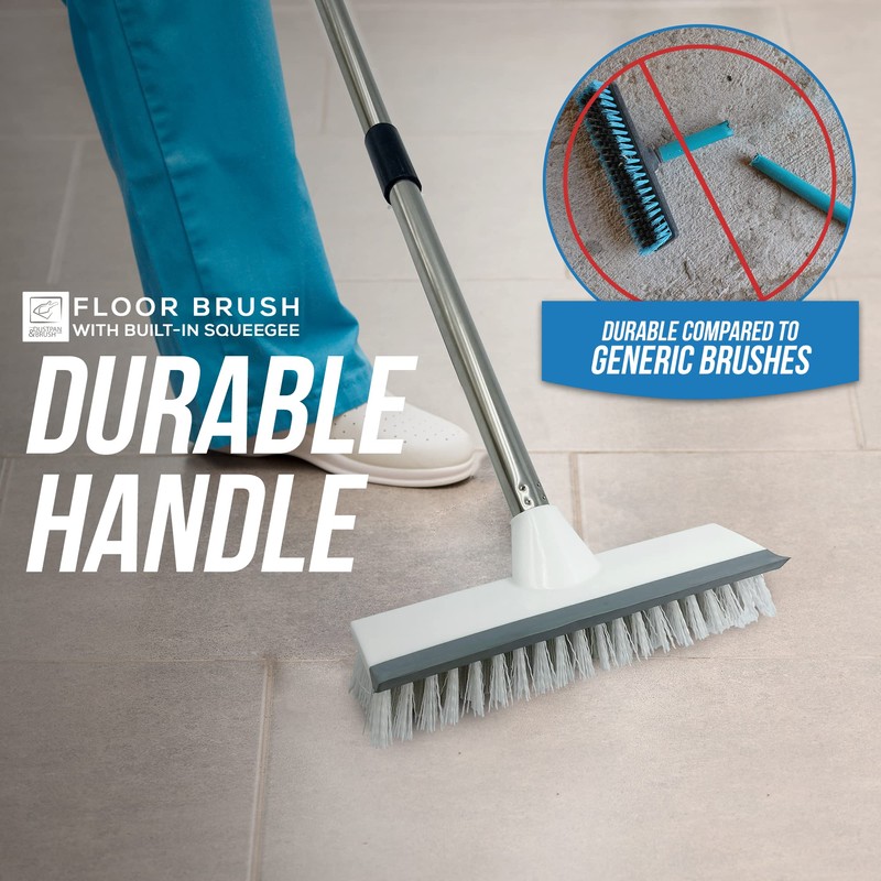 Floor Squeegee Broom Scrubbing Brush with Stiff Brush Bristles and