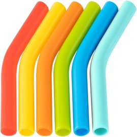HINZIC 6Pcs Silicone Straw Replacement Tip Multi-color Flex Elbow Food Grade Rubber Straw Covers for Hydraflow 1/4 IN Wide(6mm Outer Diameter) Stainless Steel Metal Straws