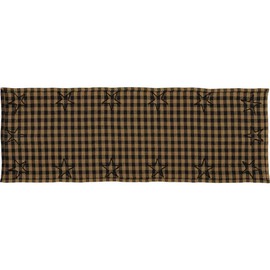 VHC Brands Black Star Table Runner Woven 13x36 Country Rustic Kitchen Tabletop Design, Raven Black and Tan