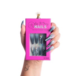 Keep It Classy Press-On Nails Kit by Monyetta Shaw || Blue Jean, Coffin || Reusable, Vegan, Non-Toxic, Easy Application || One 24 Nail Kit